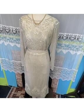 VTG Handmade Intricately Designed Beaded/Sequined 2 Pc Skirt Set size XL plus